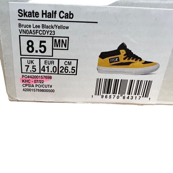 Vans Skate Half Cab VN0A5FCDY23 Bruce Lee Blk/Yellow M 8.5 W 10 - Picture 11 of 11
